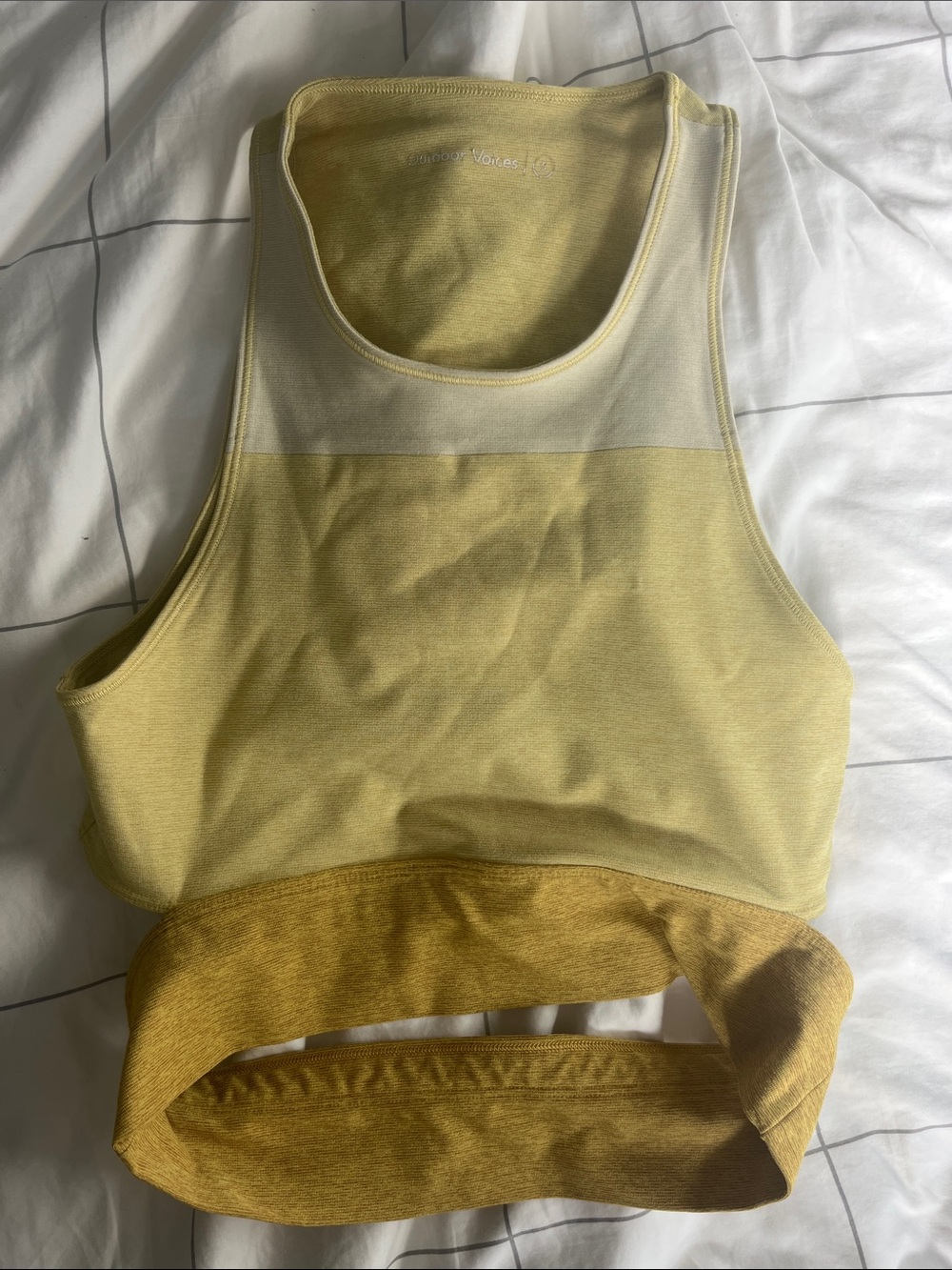 Outdoor Voices Shades of Yellow Crop Top with Contrast Band size small